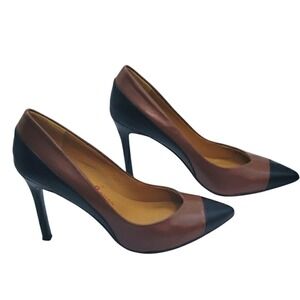 Charly Amar‎ Gigi Two Toned Black & Tan Leather Pumps Size 6.5